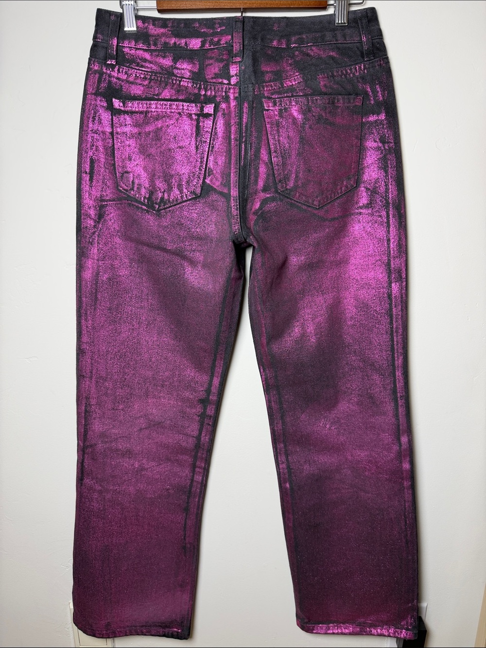 Forever 21 Shimmering Pink Straight Leg Pants Set Top Metallic Shine matching L - Picture 5 of 12